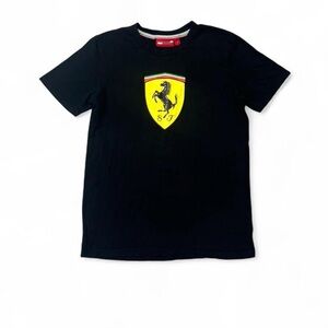 Scuderia Ferrari Vintage Black Tee with Yellow Emblem